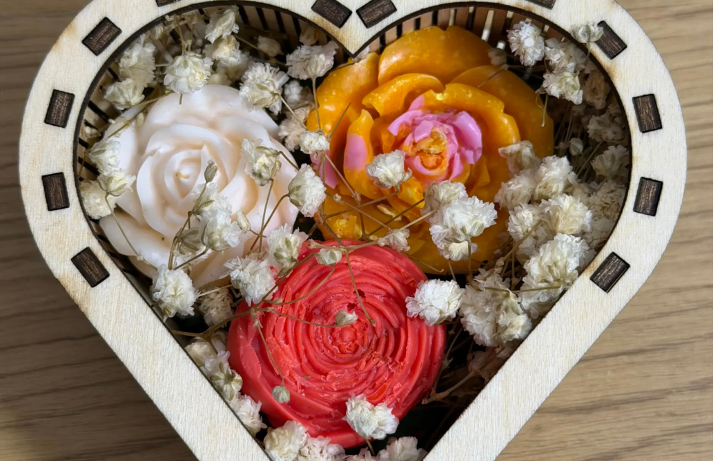 Valentýnské srdce — květinový box